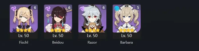 GI1063 EU AR60 Starter – Yelan C1, Raiden Shogun C2, Kaedehara Kazuha C2, Keqing C1, Mona C1, Diluc C2, Jean C3, Qiqi C4, 48 Legendary Characters 